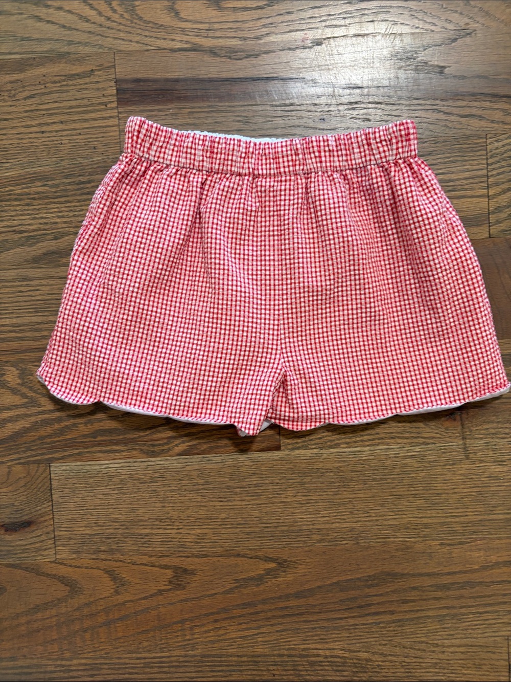 Little English Red Gingham High-Waist Girls' Shorts size 6 EUC